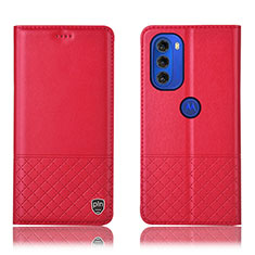 Coque Portefeuille Livre Cuir Etui Clapet H07P pour Motorola Moto G51 5G Rouge