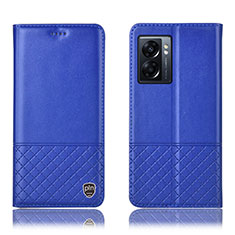 Coque Portefeuille Livre Cuir Etui Clapet H07P pour Oppo A56S 5G Bleu