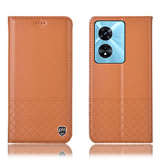 Coque Portefeuille Livre Cuir Etui Clapet H07P pour Oppo A58 5G Orange