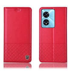 Coque Portefeuille Livre Cuir Etui Clapet H07P pour Oppo A97 5G Rouge