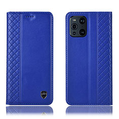 Coque Portefeuille Livre Cuir Etui Clapet H07P pour Oppo Find X3 5G Bleu