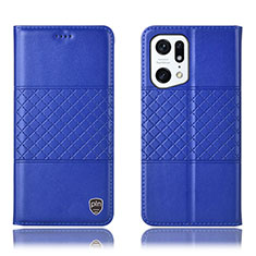 Coque Portefeuille Livre Cuir Etui Clapet H07P pour Oppo Find X5 5G Bleu
