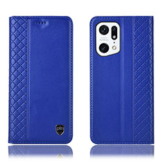Coque Portefeuille Livre Cuir Etui Clapet H07P pour Oppo Find X5 Pro 5G Bleu