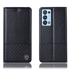 Coque Portefeuille Livre Cuir Etui Clapet H07P pour Oppo Reno6 Pro+ Plus 5G Noir