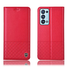 Coque Portefeuille Livre Cuir Etui Clapet H07P pour Oppo Reno6 Pro+ Plus 5G Rouge
