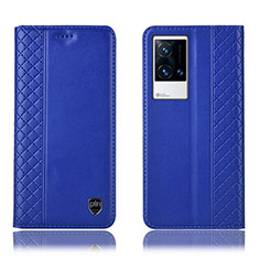 Coque Portefeuille Livre Cuir Etui Clapet H07P pour Vivo iQOO 8 5G Bleu