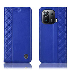 Coque Portefeuille Livre Cuir Etui Clapet H07P pour Xiaomi Mi 11 Pro 5G Bleu