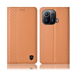 Coque Portefeuille Livre Cuir Etui Clapet H07P pour Xiaomi Mi 11 Pro 5G Orange