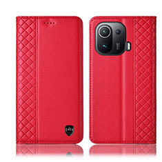 Coque Portefeuille Livre Cuir Etui Clapet H07P pour Xiaomi Mi 11 Pro 5G Rouge