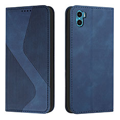 Coque Portefeuille Livre Cuir Etui Clapet H07X pour Motorola Moto E22S Bleu