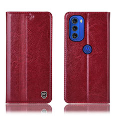 Coque Portefeuille Livre Cuir Etui Clapet H09P pour Motorola Moto G51 5G Rouge