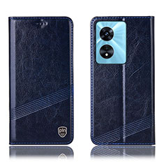 Coque Portefeuille Livre Cuir Etui Clapet H09P pour Oppo A58x 5G Bleu