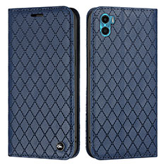 Coque Portefeuille Livre Cuir Etui Clapet H09X pour Motorola Moto E22S Bleu