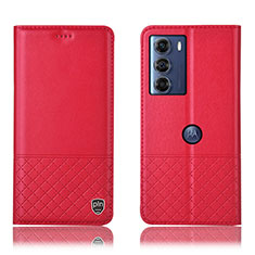Coque Portefeuille Livre Cuir Etui Clapet H10P pour Motorola Moto G200 5G Rouge