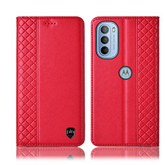 Coque Portefeuille Livre Cuir Etui Clapet H10P pour Motorola Moto G31 Rouge