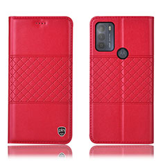 Coque Portefeuille Livre Cuir Etui Clapet H10P pour Motorola Moto G50 Rouge