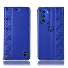 Coque Portefeuille Livre Cuir Etui Clapet H10P pour Motorola Moto G51 5G Bleu