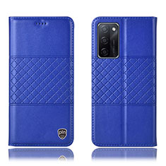 Coque Portefeuille Livre Cuir Etui Clapet H10P pour Oppo A55S 5G Bleu