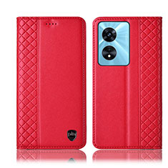 Coque Portefeuille Livre Cuir Etui Clapet H10P pour Oppo A58 5G Rouge