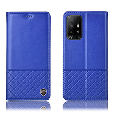 Coque Portefeuille Livre Cuir Etui Clapet H10P pour Oppo F19 Pro+ Plus 5G Bleu
