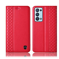 Coque Portefeuille Livre Cuir Etui Clapet H10P pour Oppo Reno6 Pro+ Plus 5G Rouge