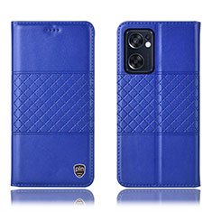 Coque Portefeuille Livre Cuir Etui Clapet H10P pour Oppo Reno7 SE 5G Bleu