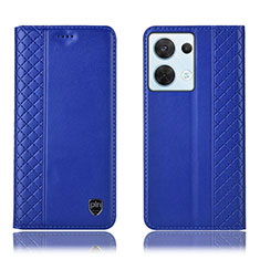 Coque Portefeuille Livre Cuir Etui Clapet H10P pour Oppo Reno8 5G Bleu