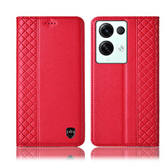 Coque Portefeuille Livre Cuir Etui Clapet H10P pour Oppo Reno8 Pro+ Plus 5G Rouge