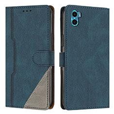 Coque Portefeuille Livre Cuir Etui Clapet H10X pour Motorola Moto E22S Bleu