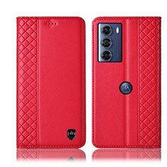 Coque Portefeuille Livre Cuir Etui Clapet H11P pour Motorola Moto G200 5G Rouge