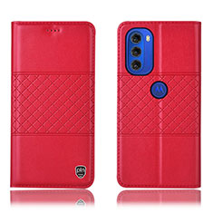 Coque Portefeuille Livre Cuir Etui Clapet H11P pour Motorola Moto G51 5G Rouge