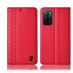 Coque Portefeuille Livre Cuir Etui Clapet H11P pour Oppo A55S 5G Rouge