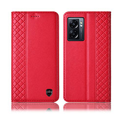 Coque Portefeuille Livre Cuir Etui Clapet H11P pour Oppo A56S 5G Rouge