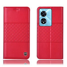 Coque Portefeuille Livre Cuir Etui Clapet H11P pour Oppo A78 5G Rouge