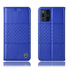 Coque Portefeuille Livre Cuir Etui Clapet H11P pour Oppo Find X3 5G Bleu