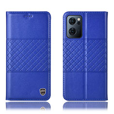 Coque Portefeuille Livre Cuir Etui Clapet H11P pour Oppo Find X5 Lite 5G Bleu