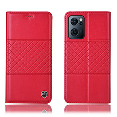 Coque Portefeuille Livre Cuir Etui Clapet H11P pour Oppo Find X5 Lite 5G Rouge