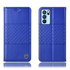 Coque Portefeuille Livre Cuir Etui Clapet H11P pour Oppo Reno6 Pro 5G India Bleu