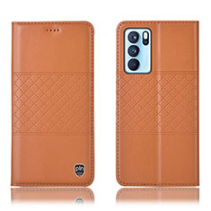 Coque Portefeuille Livre Cuir Etui Clapet H11P pour Oppo Reno6 Pro 5G India Orange
