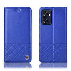 Coque Portefeuille Livre Cuir Etui Clapet H11P pour Oppo Reno7 SE 5G Bleu