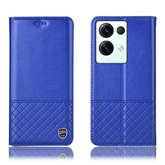 Coque Portefeuille Livre Cuir Etui Clapet H11P pour Oppo Reno8 Pro 5G Bleu