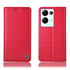 Coque Portefeuille Livre Cuir Etui Clapet H11P pour Oppo Reno8 Pro+ Plus 5G Rouge