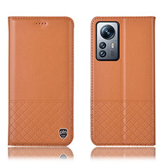 Coque Portefeuille Livre Cuir Etui Clapet H11P pour Xiaomi Mi 12 Pro 5G Orange