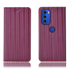 Coque Portefeuille Livre Cuir Etui Clapet H15P pour Motorola Moto G51 5G Violet
