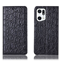 Coque Portefeuille Livre Cuir Etui Clapet H16P pour Oppo Find X5 5G Noir