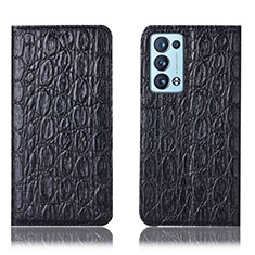 Coque Portefeuille Livre Cuir Etui Clapet H16P pour Oppo Reno6 Pro+ Plus 5G Noir