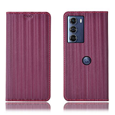Coque Portefeuille Livre Cuir Etui Clapet H18P pour Motorola Moto G200 5G Violet