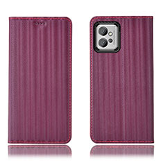 Coque Portefeuille Livre Cuir Etui Clapet H18P pour Motorola Moto G32 Vin Rouge