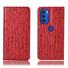 Coque Portefeuille Livre Cuir Etui Clapet H18P pour Motorola Moto G51 5G Rouge