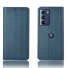 Coque Portefeuille Livre Cuir Etui Clapet H20P pour Motorola Moto G200 5G Bleu